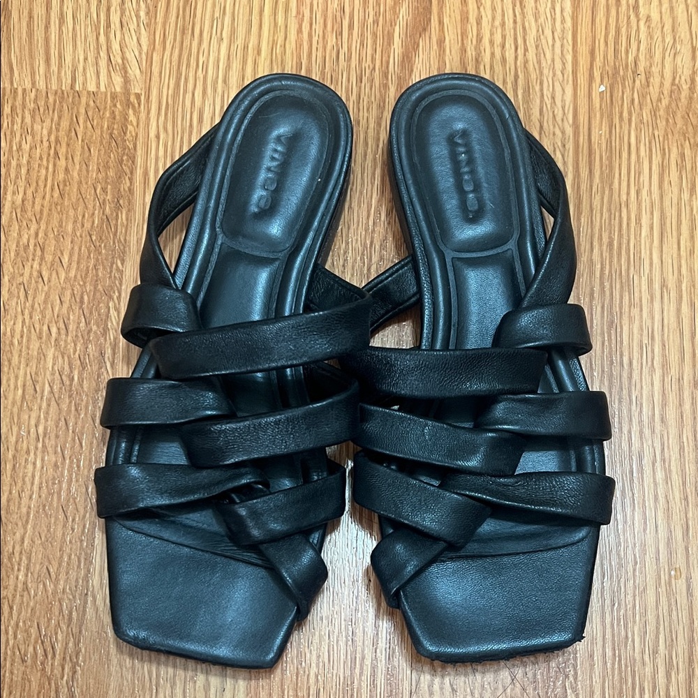 Vince Black Leather braided sandals